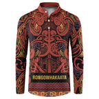 Aotearoa Iwi Rongowhakaata Button Sweatshirt Maori Wharenui House Tribal Pattern