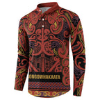 Aotearoa Iwi Rongowhakaata Button Sweatshirt Maori Wharenui House Tribal Pattern