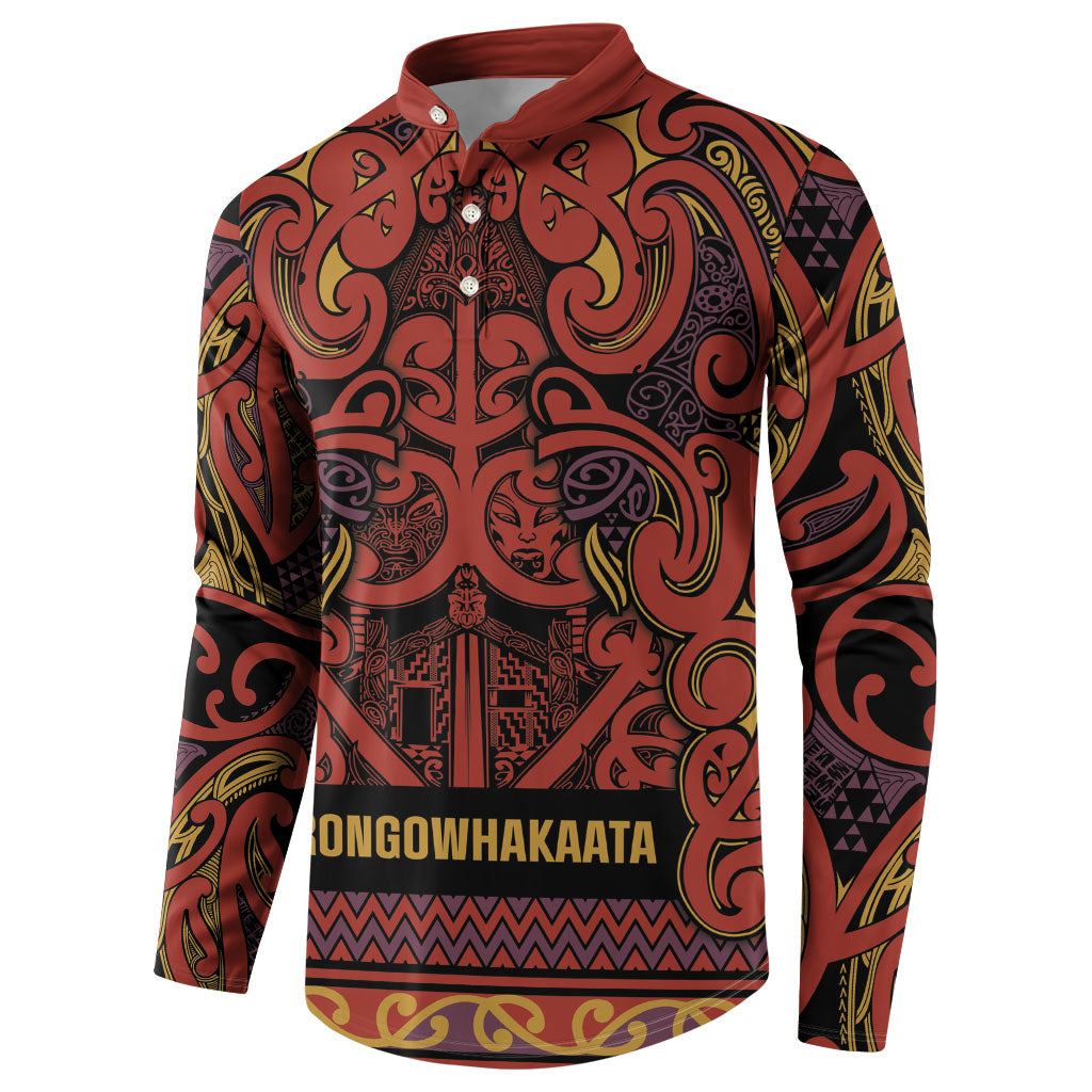 Aotearoa Iwi Rongowhakaata Button Sweatshirt Maori Wharenui House Tribal Pattern