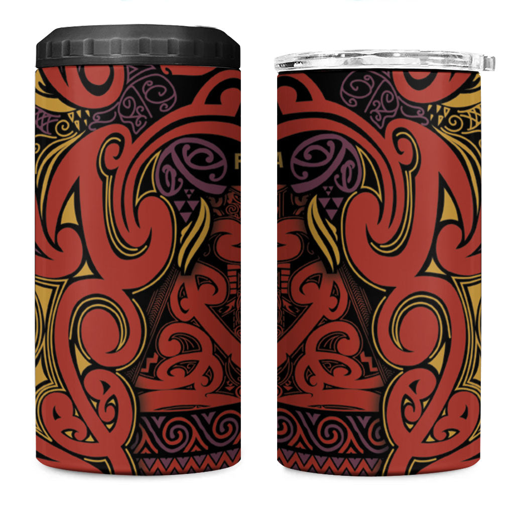 Aotearoa Iwi Rongowhakaata 4 in 1 Can Cooler Tumbler Maori Wharenui House Tribal Pattern