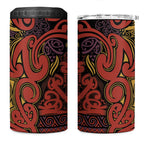 Aotearoa Iwi Rongowhakaata 4 in 1 Can Cooler Tumbler Maori Wharenui House Tribal Pattern