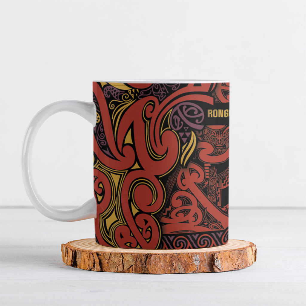 Aotearoa Iwi Rongowhakaata Ceramic Mug Maori Wharenui House Tribal Pattern