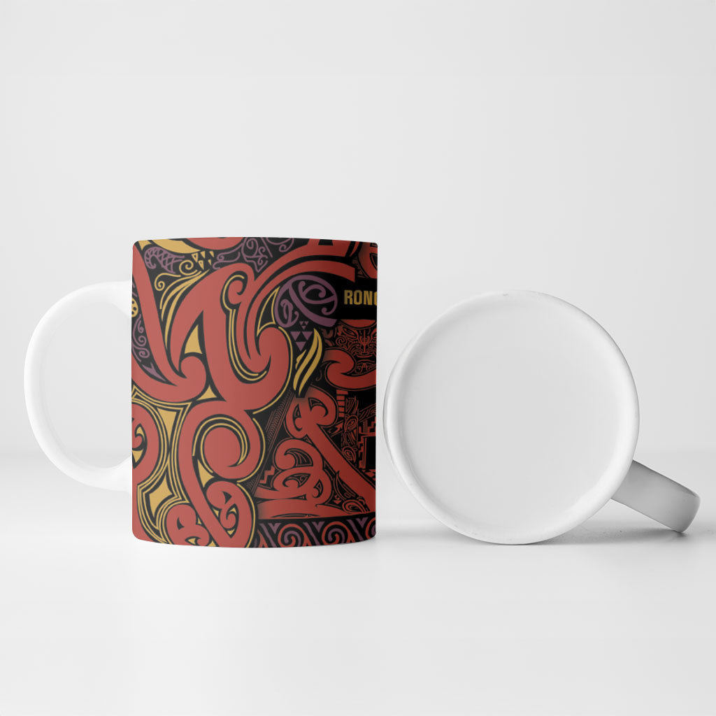Aotearoa Iwi Rongowhakaata Ceramic Mug Maori Wharenui House Tribal Pattern