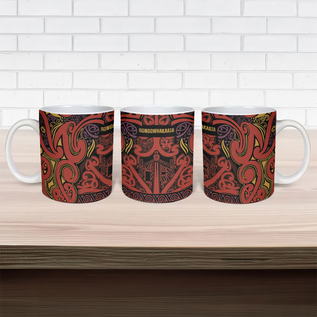 Aotearoa Iwi Rongowhakaata Ceramic Mug Maori Wharenui House Tribal Pattern