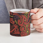 Aotearoa Iwi Rongowhakaata Ceramic Mug Maori Wharenui House Tribal Pattern