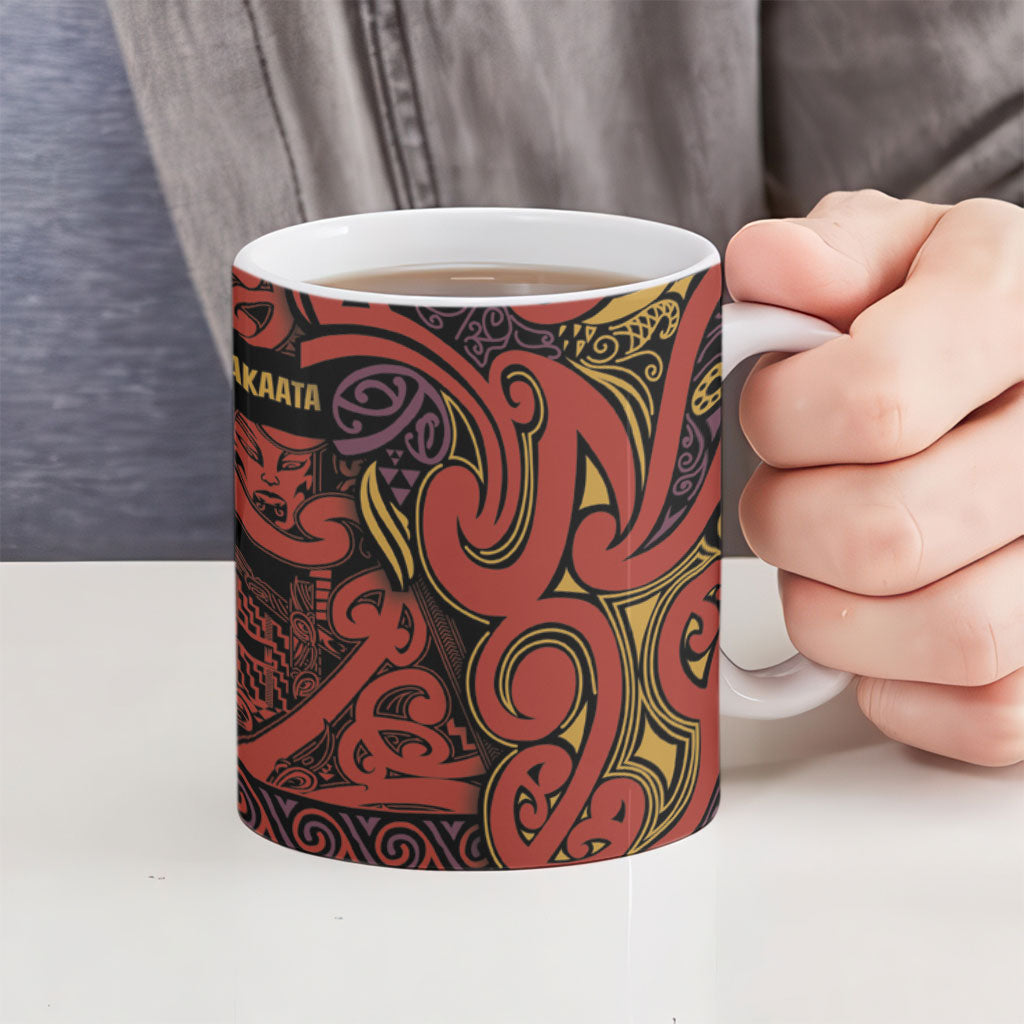 Aotearoa Iwi Rongowhakaata Ceramic Mug Maori Wharenui House Tribal Pattern