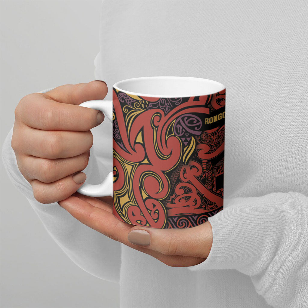 Aotearoa Iwi Rongowhakaata Ceramic Mug Maori Wharenui House Tribal Pattern