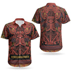 Aotearoa Iwi Rongowhakaata Couples Matching Off Shoulder Maxi Dress and Hawaiian Shirt Maori Wharenui House Tribal Pattern