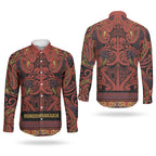 Aotearoa Iwi Rongowhakaata Couples Matching Off Shoulder Short Dress and Long Sleeve Button Shirt Maori Wharenui House Tribal Pattern