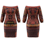 Aotearoa Iwi Rongowhakaata Couples Matching Off The Shoulder Long Sleeve Dress and Long Sleeve Button Shirt Maori Wharenui House Tribal Pattern