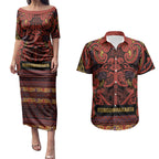 Aotearoa Iwi Rongowhakaata Couples Matching Puletasi and Hawaiian Shirt Maori Wharenui House Tribal Pattern