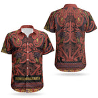 Aotearoa Iwi Rongowhakaata Couples Matching Puletasi and Hawaiian Shirt Maori Wharenui House Tribal Pattern