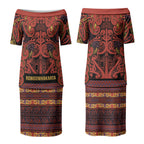 Aotearoa Iwi Rongowhakaata Couples Matching Puletasi and Long Sleeve Button Shirt Maori Wharenui House Tribal Pattern