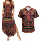 Aotearoa Iwi Rongowhakaata Couples Matching Summer Maxi Dress and Hawaiian Shirt Maori Wharenui House Tribal Pattern