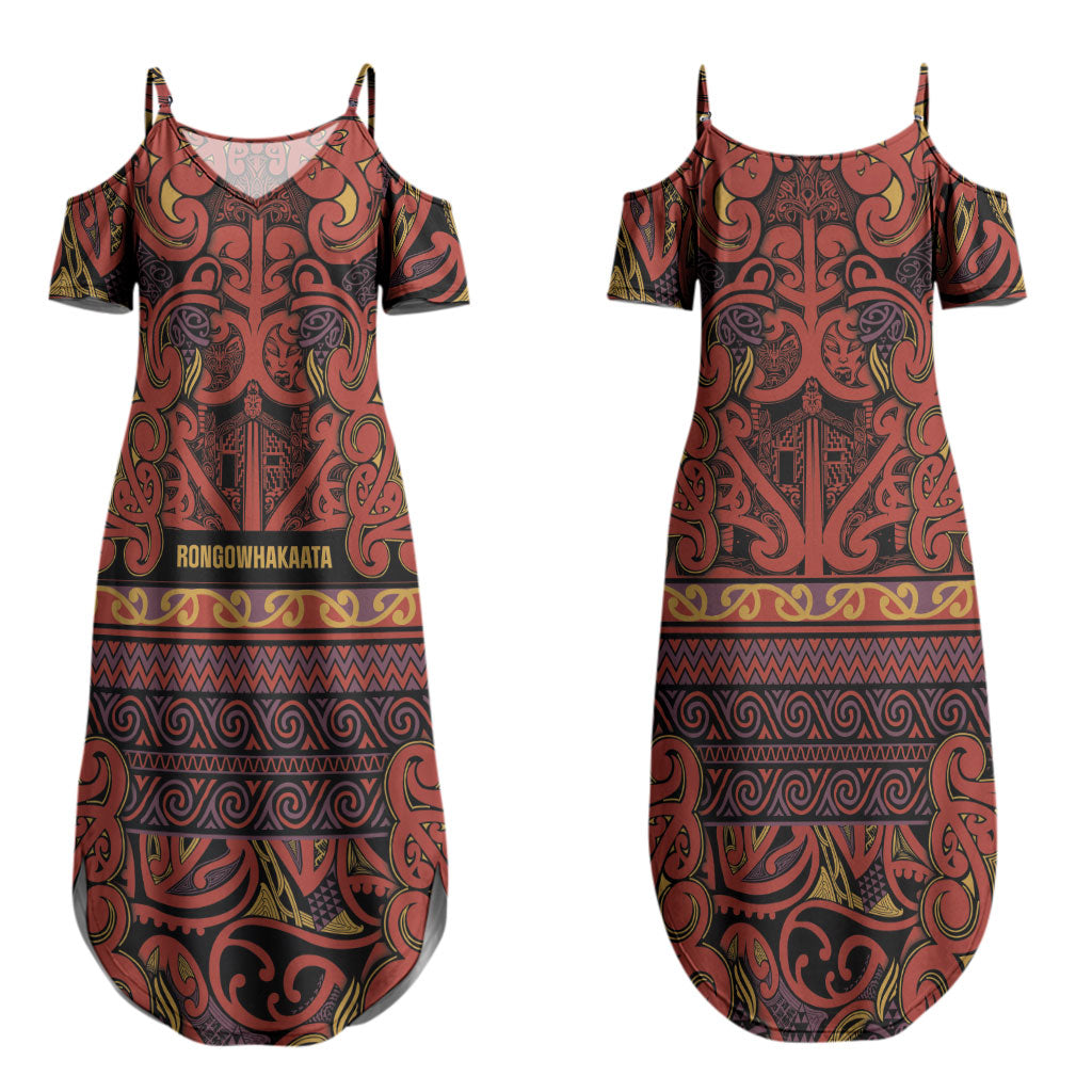 Aotearoa Iwi Rongowhakaata Couples Matching Summer Maxi Dress and Long Sleeve Button Shirt Maori Wharenui House Tribal Pattern