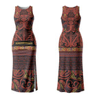 Aotearoa Iwi Rongowhakaata Couples Matching Tank Maxi Dress and Hawaiian Shirt Maori Wharenui House Tribal Pattern
