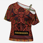 Aotearoa Iwi Rongowhakaata Cross Shoulder Shirt Maori Wharenui House Tribal Pattern