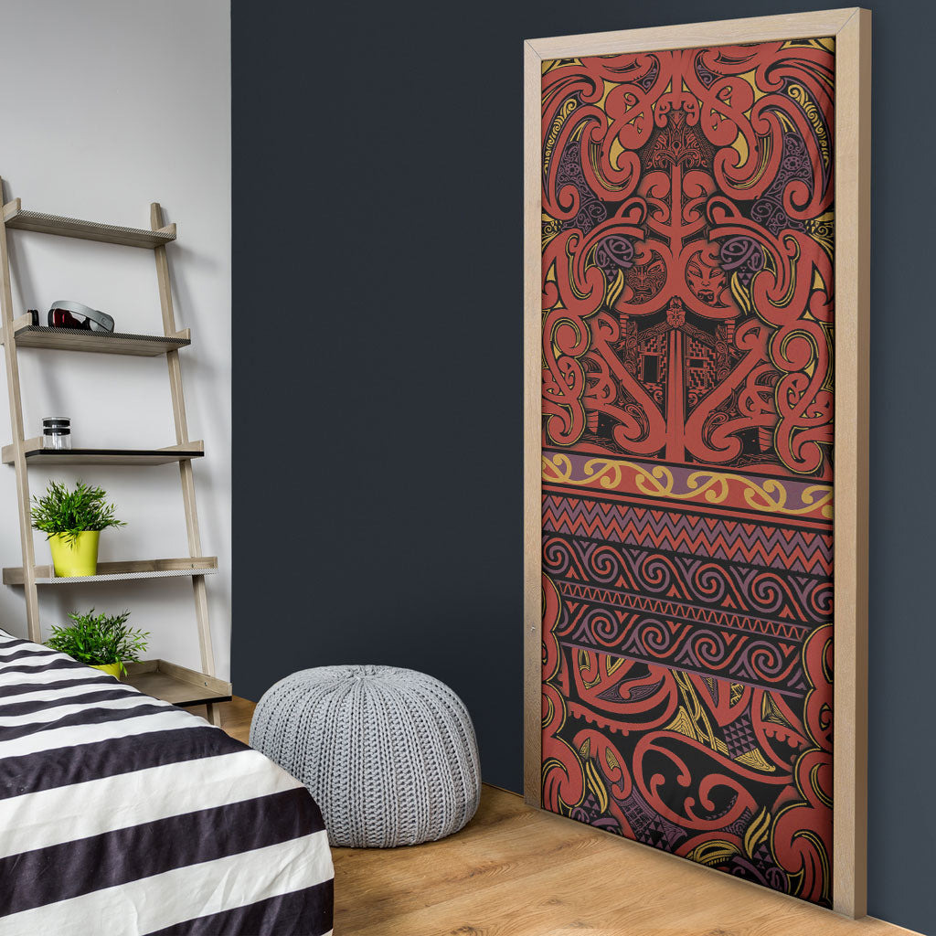 Aotearoa Iwi Rongowhakaata Door Cover Maori Wharenui House Tribal Pattern