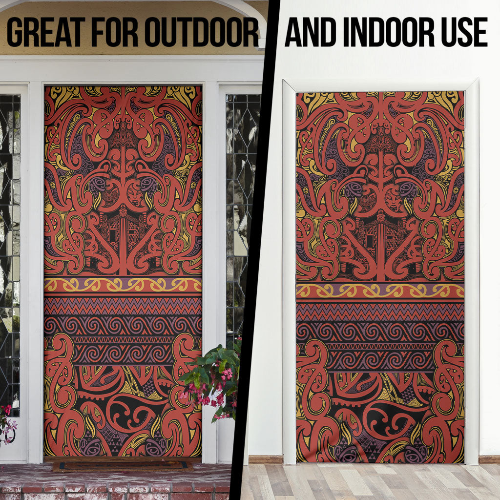Aotearoa Iwi Rongowhakaata Door Cover Maori Wharenui House Tribal Pattern