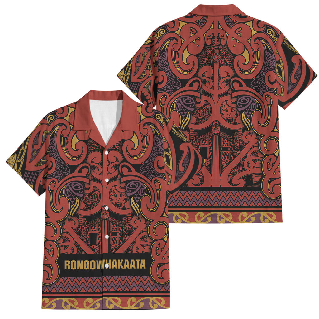 Aotearoa Iwi Rongowhakaata Family Matching Off The Shoulder Long Sleeve Dress and Hawaiian Shirt Maori Wharenui House Tribal Pattern
