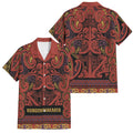 Aotearoa Iwi Rongowhakaata Family Matching Short Sleeve Bodycon Dress and Hawaiian Shirt Maori Wharenui House Tribal Pattern