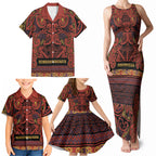 Aotearoa Iwi Rongowhakaata Family Matching Tank Maxi Dress and Hawaiian Shirt Maori Wharenui House Tribal Pattern