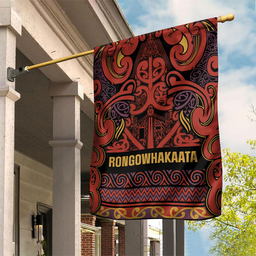 Aotearoa Iwi Rongowhakaata Garden Flag Maori Wharenui House Tribal Pattern