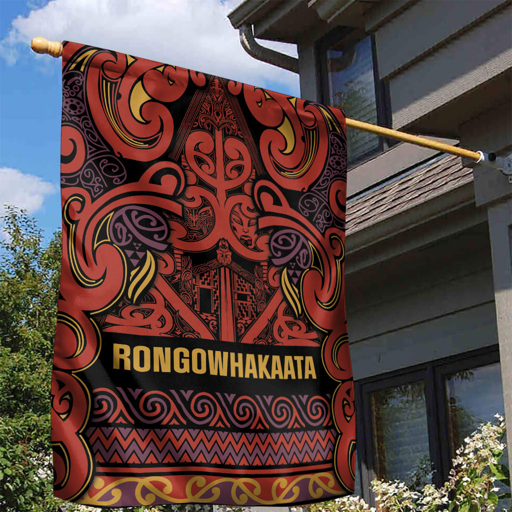 Aotearoa Iwi Rongowhakaata Garden Flag Maori Wharenui House Tribal Pattern