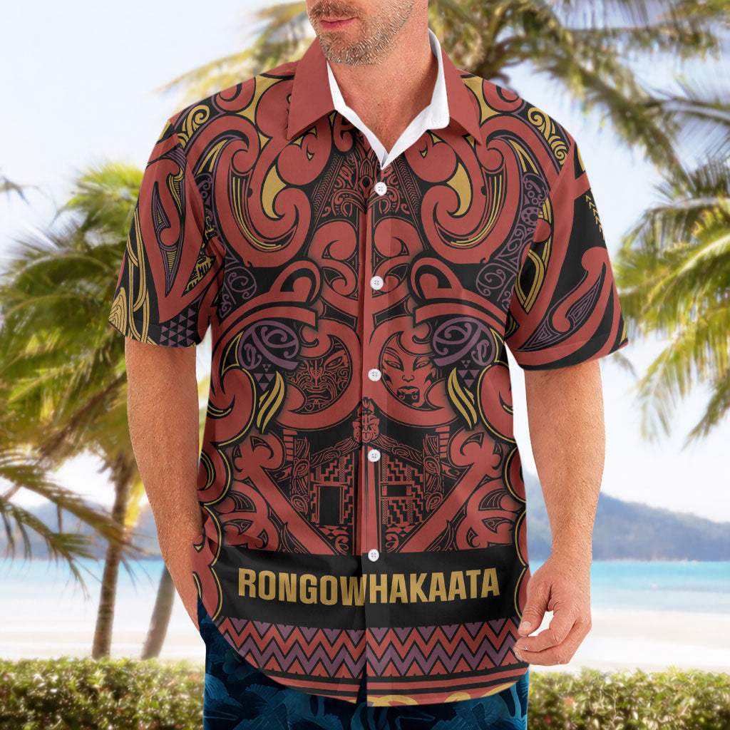 Aotearoa Iwi Rongowhakaata Hawaiian Shirt Maori Wharenui House Tribal Pattern