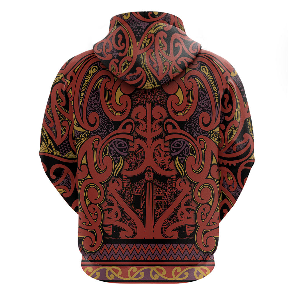 Aotearoa Iwi Rongowhakaata Hoodie Maori Wharenui House Tribal Pattern