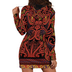 Aotearoa Iwi Rongowhakaata Hoodie Dress Maori Wharenui House Tribal Pattern