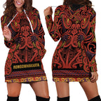 Aotearoa Iwi Rongowhakaata Hoodie Dress Maori Wharenui House Tribal Pattern