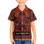 Aotearoa Iwi Rongowhakaata Kid Hawaiian Shirt Maori Wharenui House Tribal Pattern