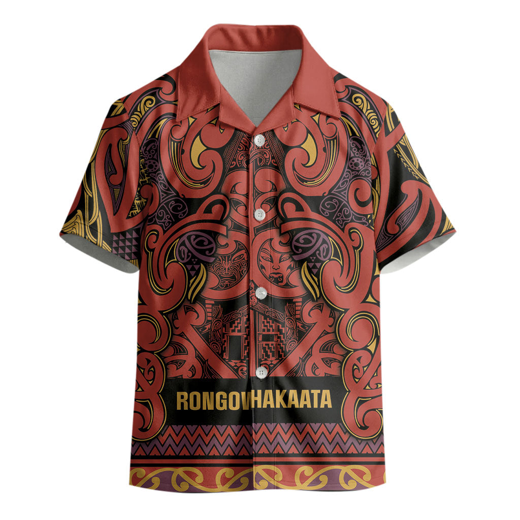 Aotearoa Iwi Rongowhakaata Kid Hawaiian Shirt Maori Wharenui House Tribal Pattern