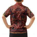 Aotearoa Iwi Rongowhakaata Kid Hawaiian Shirt Maori Wharenui House Tribal Pattern