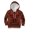 Aotearoa Iwi Rongowhakaata Kid Hoodie Maori Wharenui House Tribal Pattern