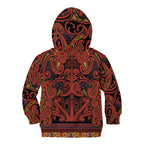 Aotearoa Iwi Rongowhakaata Kid Hoodie Maori Wharenui House Tribal Pattern