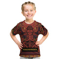 Aotearoa Iwi Rongowhakaata Kid T Shirt Maori Wharenui House Tribal Pattern