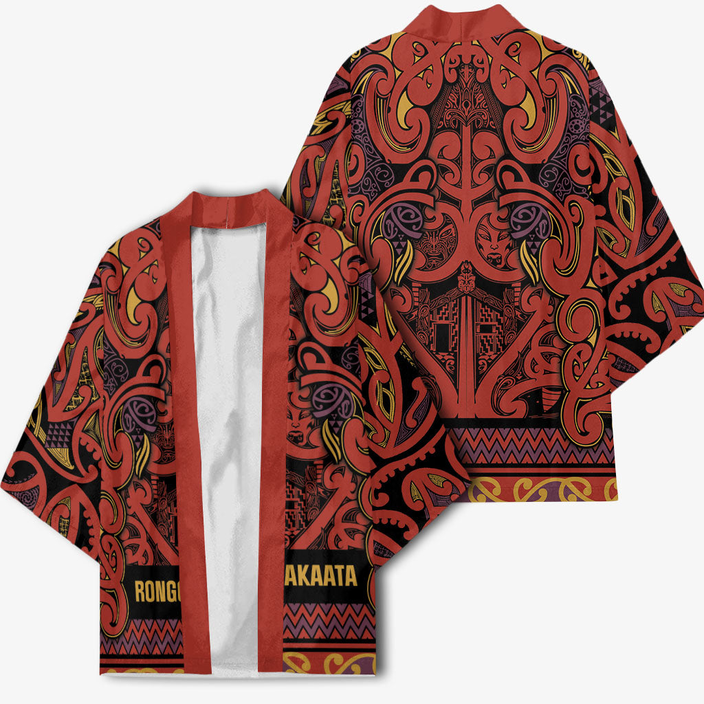 Aotearoa Iwi Rongowhakaata Kimono Maori Wharenui House Tribal Pattern