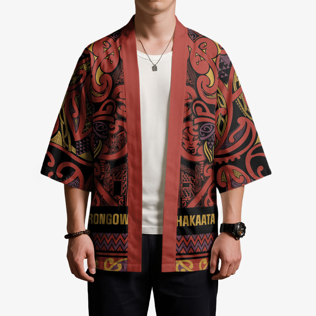 Aotearoa Iwi Rongowhakaata Kimono Maori Wharenui House Tribal Pattern