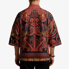 Aotearoa Iwi Rongowhakaata Kimono Maori Wharenui House Tribal Pattern