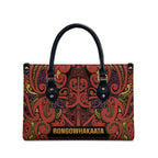 Aotearoa Iwi Rongowhakaata Leather Bag Maori Wharenui House Tribal Pattern