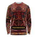 Aotearoa Iwi Rongowhakaata Long Sleeve Shirt Maori Wharenui House Tribal Pattern