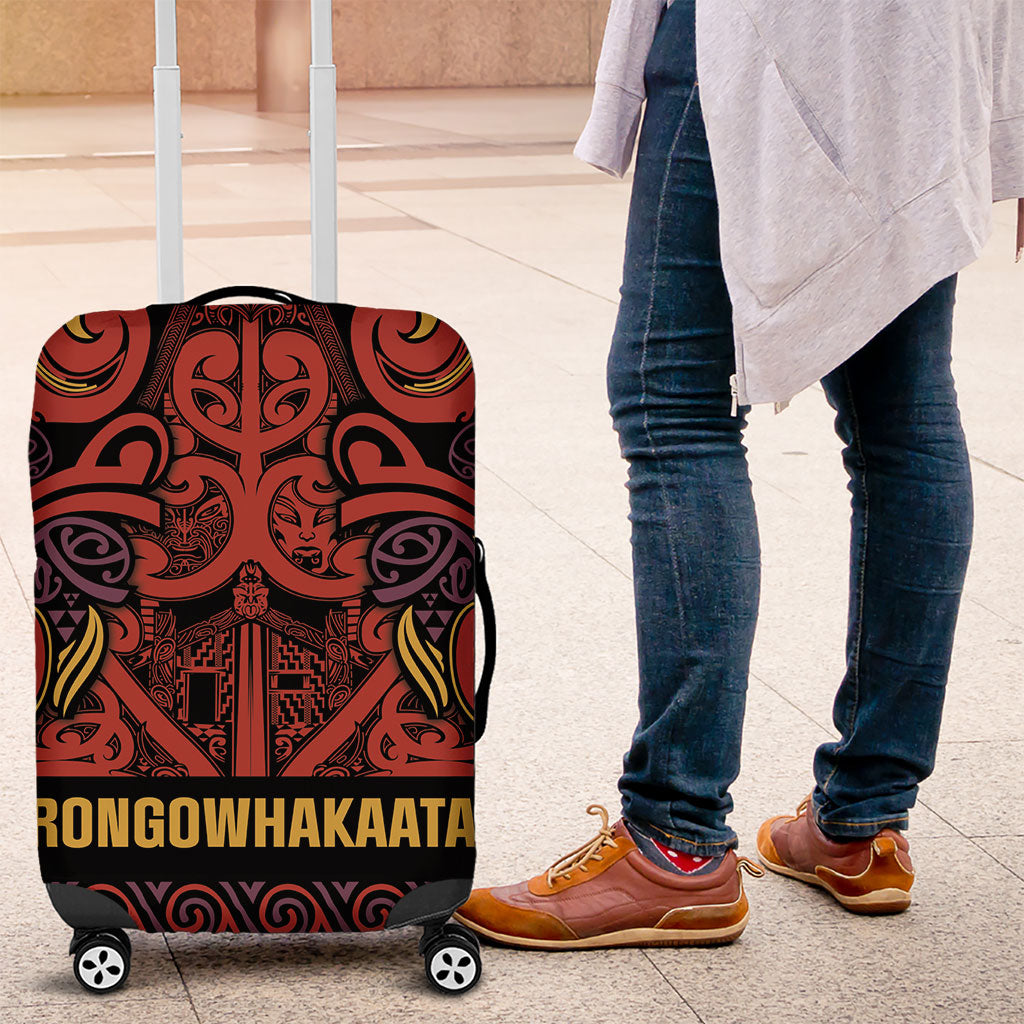 Aotearoa Iwi Rongowhakaata Luggage Cover Maori Wharenui House Tribal Pattern
