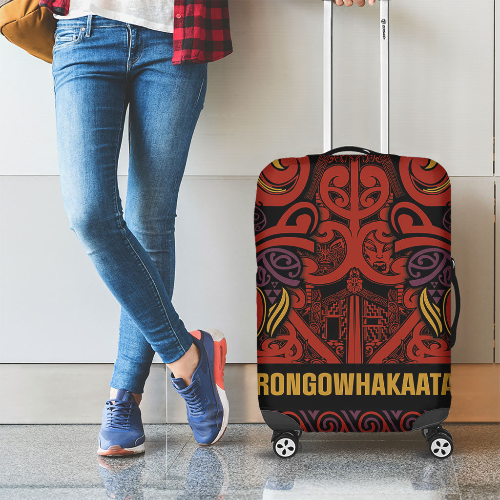 Aotearoa Iwi Rongowhakaata Luggage Cover Maori Wharenui House Tribal Pattern