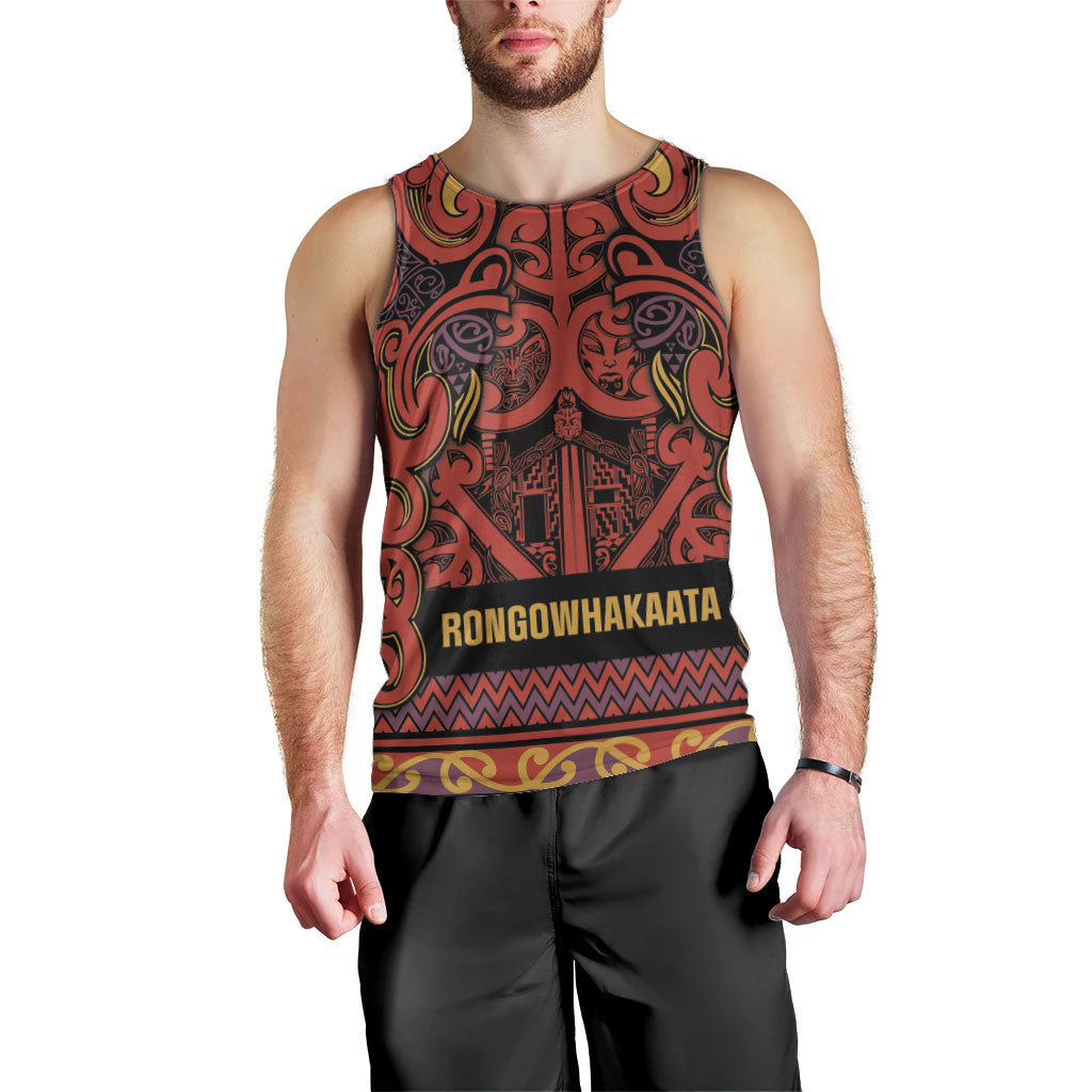 Aotearoa Iwi Rongowhakaata Men Tank Top Maori Wharenui House Tribal Pattern