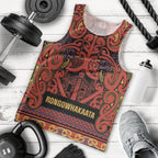 Aotearoa Iwi Rongowhakaata Men Tank Top Maori Wharenui House Tribal Pattern