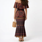 Aotearoa Iwi Rongowhakaata Mermaid Dress Maori Wharenui House Tribal Pattern