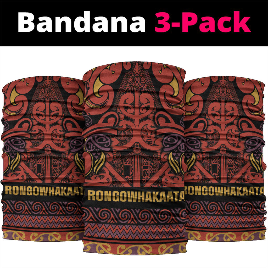Aotearoa Iwi Rongowhakaata Neck Gaiter Maori Wharenui House Tribal Pattern