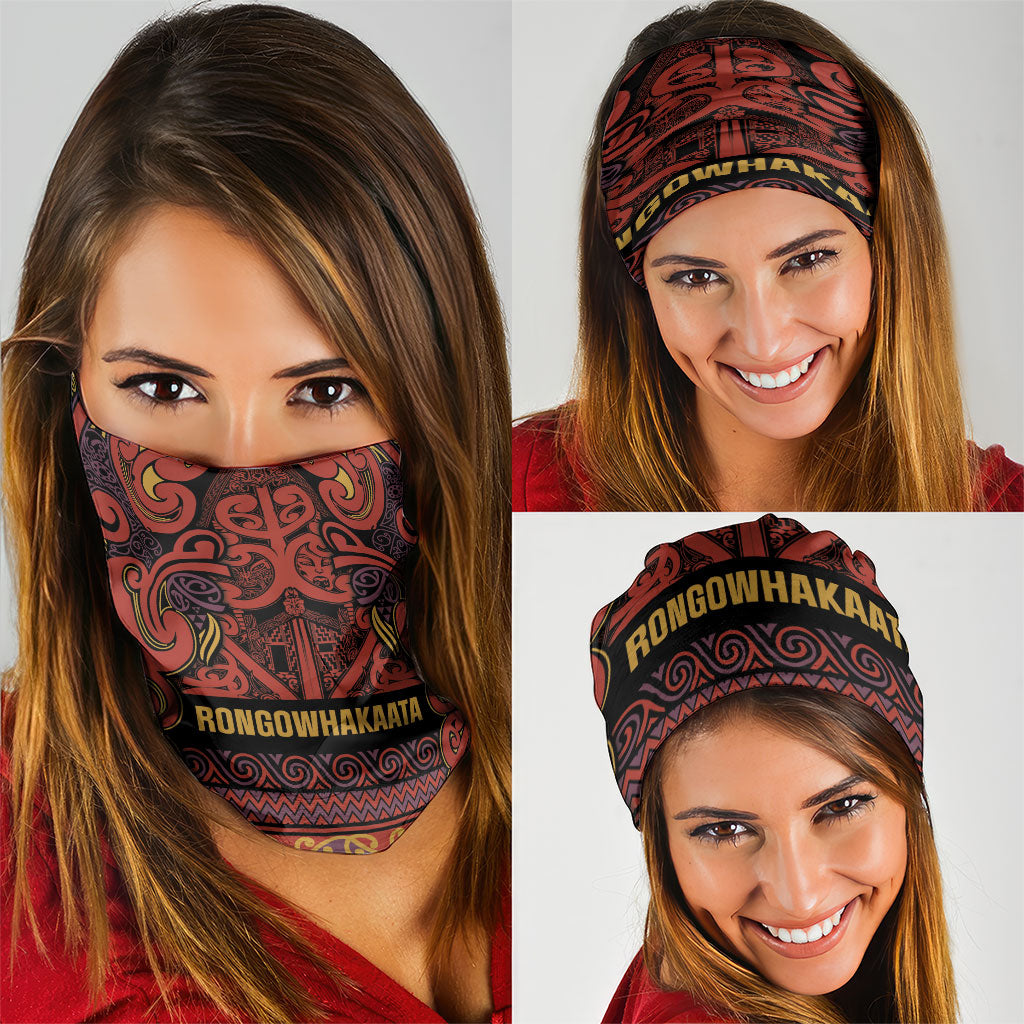 Aotearoa Iwi Rongowhakaata Neck Gaiter Maori Wharenui House Tribal Pattern
